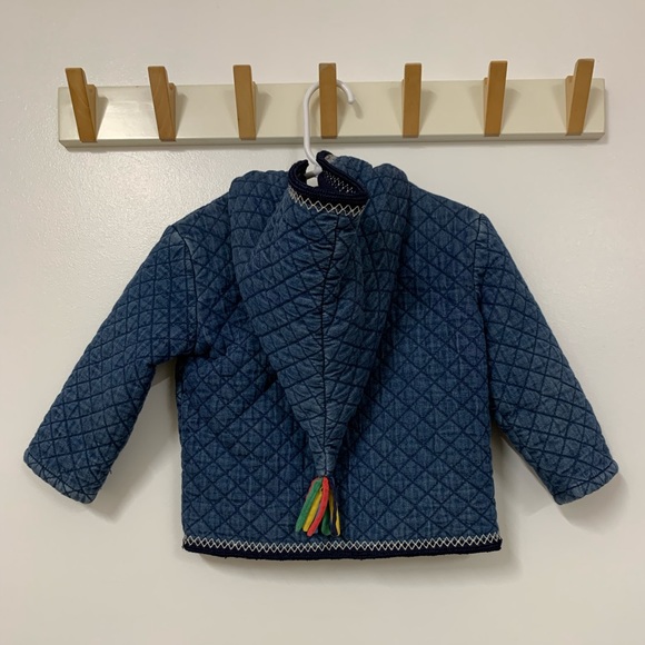 Hanna Andersson Padded and Hooded Dark Denim Quilt Jacket Size 2T (85 cm) - Picture 4 of 5